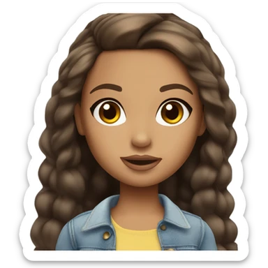 Yasmin Bratz doll with brown hair, hazel eyes and freckles ￼ sticker