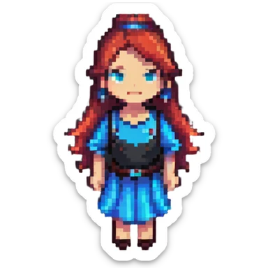 modern pixel art female character with contemporary clothing and hairstyle sticker