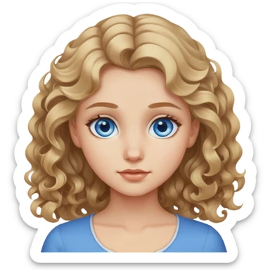 dark blonde blue eyed girl with slight curls sticker