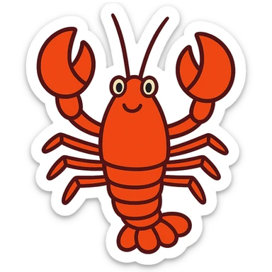a lobster, vibrant cartoon style sticker