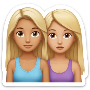 Gebräuntes Mädchen mit blonden Haaren und ihrer gebräunte braunhaarige Bestie  sticker