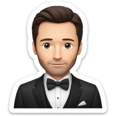 Hugh Jackman with suit with bow tie sticker
