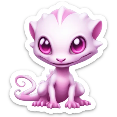 White, Chibi, White, Anthro-Sona-Lizard-Alien-Salazzle-Fakémon, with pink eyes, Full Body sticker