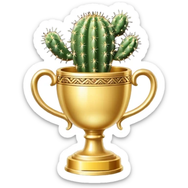 gold cactus cup trophy no face sticker