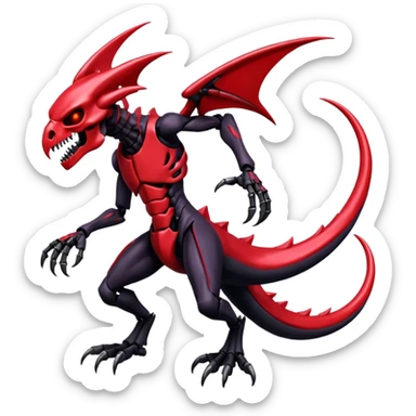 Shiny Futuristic Badass Edgy Dark Evil Spectral Dusky Spooky Skull-faced Cool Hot Stylish Handsome Salandit-Darkrai-Genesect-Fakémon-fusion (full body) sticker