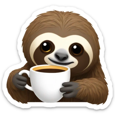a sloth sipping coffee sticker