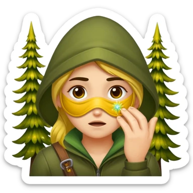 forest rogue rubbing eyes with pollen sparkles sticker