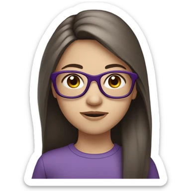 extra pale little girl in purple glasses and dark brown long hair sticker
