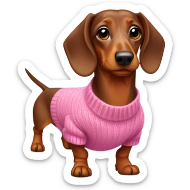 dachshund wearing pink sweater sticker