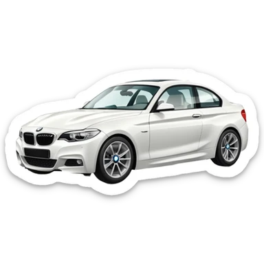 fancy white BMW car driving towards right side sticker