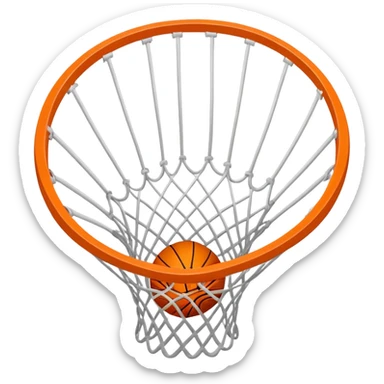 Basketball going through hoop net, viewed from above sticker