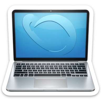 3D minimal icon of a premium silver or whity laptop with a clear #FF3D00 accent, clean, modern, high-end tech style. sticker