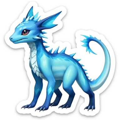 Colorful Iridescent Exotic Salandit-Aurorus-Glaceon-Fakémon-hybrid-creature (full body)  sticker
