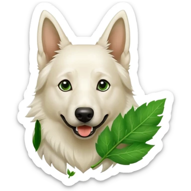 White belgian Shepard with weed sticker