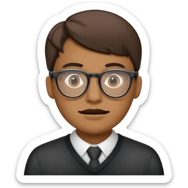 Mute Face but with a wide jaw and wearing glasses sticker