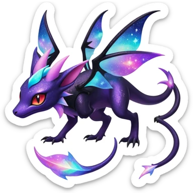 Shiny Ethereal Celestial Nebulae Salandit-Noivern-Espeon-Hybrid (Full body) sticker
