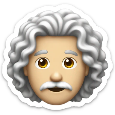 brown curly long hair white guy with mustache on a toilet sticker