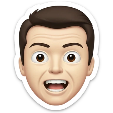 Dark G Major Rick Astley with straight face but only his front teeth are sticking out, the background is also Dark G Major effects too, and Dark G Major Rick Astley is slowly getting bigger and running to you to kill you sticker