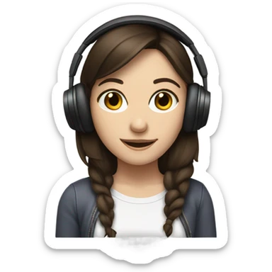 White brunette girl listening to music sticker