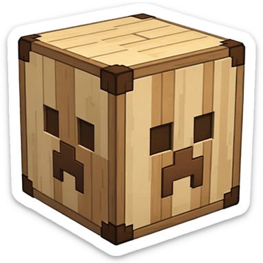 minecraft crafting station in a minecraft cube style sticker