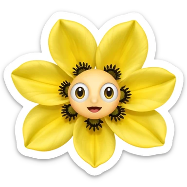 five leaved yellow anemone eyes mouth sticker
