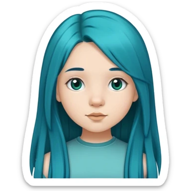 14 year old girl with long straight  dark teal blue hair wearing a binky  sticker