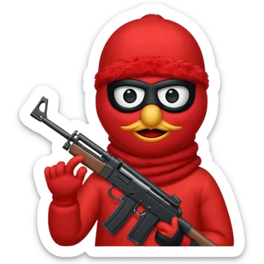 elmo with an AK47 and anbalaclava sticker
