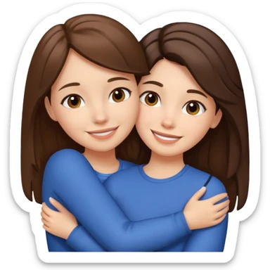 ￼ a girl with brunette hair hugging her best friend with a brunette hair too ￼￼ sticker