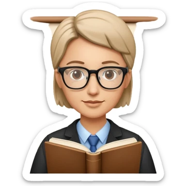 professional teacher with glasses and book sticker