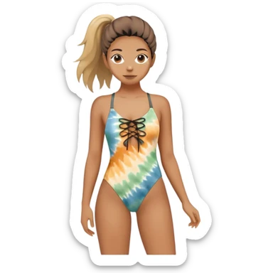 Tight Moonlit weaves clothing one piece swim suit strappy in the front tie dye earth tones sticker