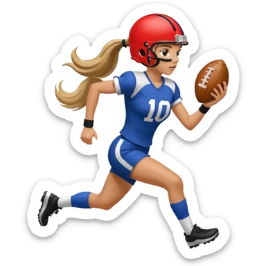Long Haired Football Players, Female player with ponytail running sticker
