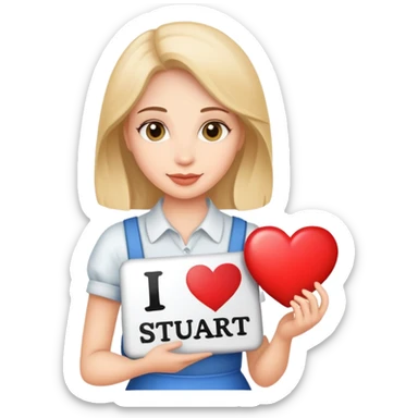 Lady with an I love Stuart sign sticker
