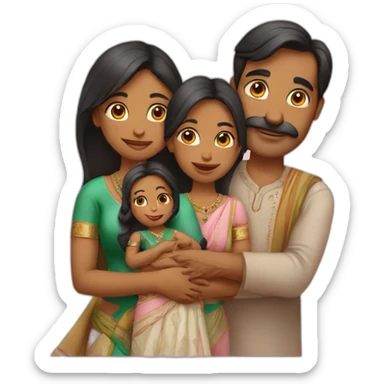 Indian(Mother father & 2 daughters) sticker