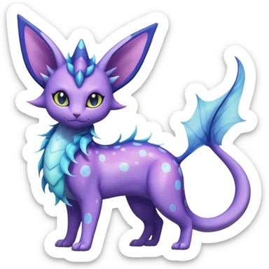 Shiny Nebulae Purrloin-Espeon-Lumineon-Vaporeon-Amaura-Dragonair-Fakémon-hybrid-creature (full body)  sticker