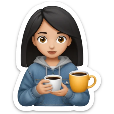 Niña colocha pelo negro ojos café suéter gris y baggy jeans sticker