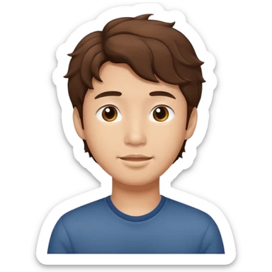 asian young man with wavy brown hair sticker