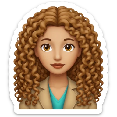 Mujer piel canela y pelo rizado largo , el pelo un poco más oscuro  sticker