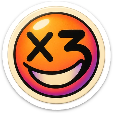 grin EVIL LOOk , Make it say "X3"" sticker