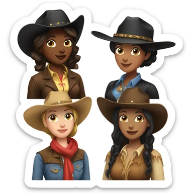 2 black haired cowgirls and 1 brunette cowgirl sticker