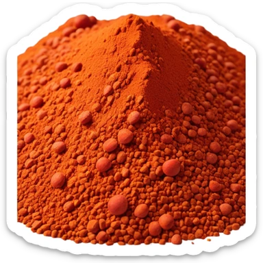 paprika powder mound, vibrant red-orange, fine and dry, uneven, scattered specks, matte texture, clean style, optimized for emoji size sticker