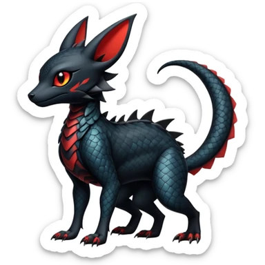 Sophisticated Modern Gothic Gloomy Futuristic Scaly Cyber-Salandit-Umbreon-Litten-Hybrid (Full body) sticker