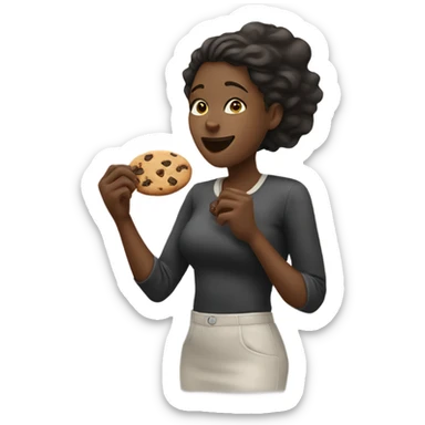 Black woman eating chocolate chip cookie sticker
