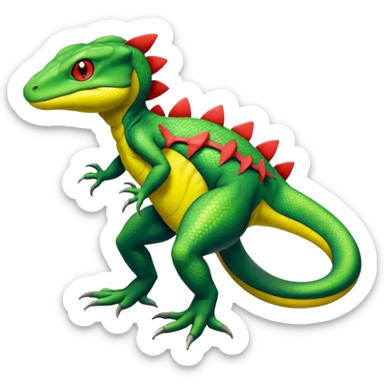 Genesect-lizard-Salandit-Treecko-Kecleon-Fakémon-Pokémon-hybrid-creature (full body)  sticker