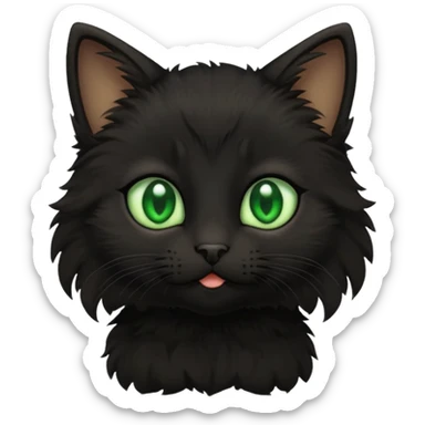 A photo-realistic digital illustration of a black kitten sticker