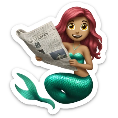 a mermaid with a newspaper sticker