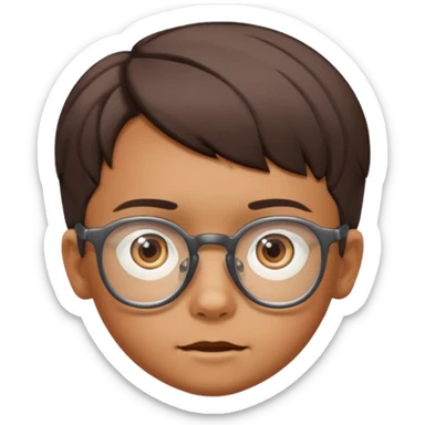 niño de 10 años, moreno, con gafas de ver y pelo corto, fondo claro sticker