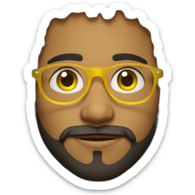 Young Indian Adult male with yellow glass spectacle, beard and curly hair sticker