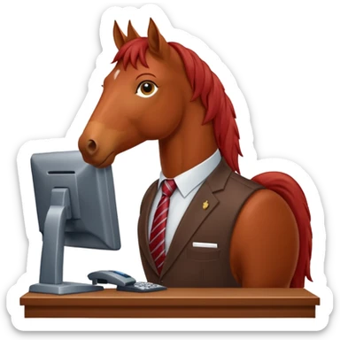 red horse who is a smart bank clerk sticker