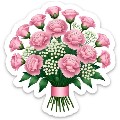 babies breath flower and carnations bouquet sticker