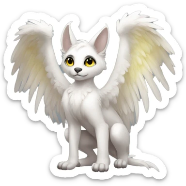Anthro shy cute winged animal hybrid full body sticker